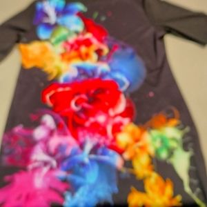 Pretty black and floral midi sleeve comfort dress